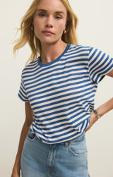 Z Supply Women's Tourist Airy Striped Tee in Calypso Blue