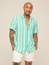 Chubbies Men's Rayon Sunday Shirt in The Bayside Stripe