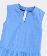 Vineyard Vines Girls' Tilly Harbor Dress in Break Blue Stripe detail view