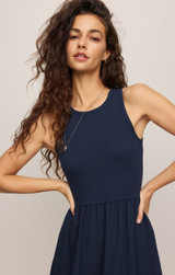 Z Supply Women's Charlotte Rib Midi Dress in Eclipse detail