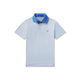 Southern Marsh Boys' Bermuda Hampton Stripe Performance Polo Blue & White back view