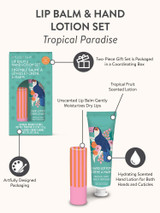 Studio Oh! Tropical Paradise Lip Balm & Hand Lotion Set product contents