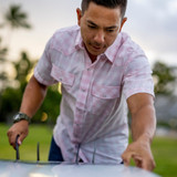 The Western Aloha Men's Pink Palaka Short Sleeve Western Shirt