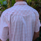 The Western Aloha Men's Pink Palaka Short Sleeve Western Shirt