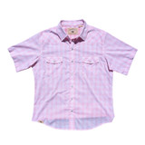 Western Aloha Men's Pink Palaka Short Sleeve Western Shirt fit view