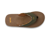 Sanuk Men's Beer Cozy IV Flip Flops Dark Olive angled view