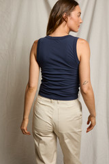 perfectwhitetee Women's Khara Crispy Tank Top Navy detail view