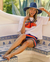 Hemlock Lana Straw Lifeguard Hat in Navy back view