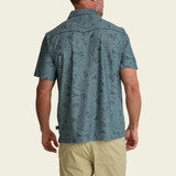 Howler Brothers Men's Ranchero Tech Polo Sea Rodeo Iron Blue front view