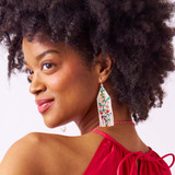 Ink & Alloy Delilah Multi Floral Beaded Fringe Earrings