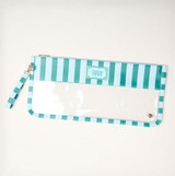 The Darling Effect Mahjong Tile Keeper Pouch in Sicily Stripes Teal flat lay