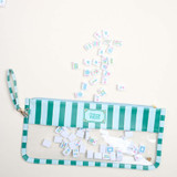 The Darling Effect Mahjong Tile Keeper Pouch in Sicily Stripes Teal