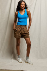 perfectwhitetee Women's Blondie Rib Tank Top side view