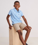 Vineyard Vines Boys' Performance St. Jean Stripe Sankaty Polo in Ocean Breeze front