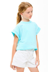 Good Girl Girls' Overlap Openback Top in Aqua back detail