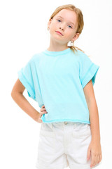 Good Girl Girls' Overlap Openback Top in Aqua side view