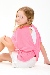 Good Girl Girls' Overlap Openback Top in Neon Pink