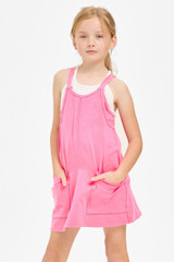 Good Girl Girls' Mini Dress Romper in Hot Pink
