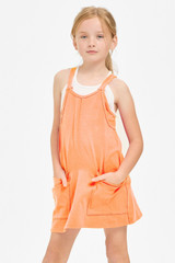 Good Girl Girls' Mini Dress Romper in Neon Orange
