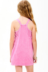 Good Girl Girls' Mineral Wash Mini Dress in Pink front view
