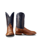 Tecovas Men's The Doc Cowboy Boots Navy and Tan sole view