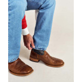Tecovas Men's The Doc Cowboy Boots Navy and Tan side view