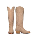 Tecovas Women's The Abby Cowgirl Boots in Driftwood Suede, full boot view