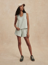 Varley Women's Coulter High Rise Shorts in mint green marl, front view