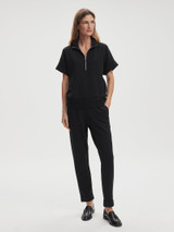 Varley Women's Ritchie Short Sleeve Sweatshirt in Black back view