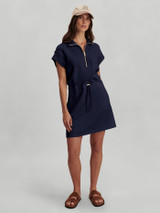 Varley Women's Avaya 1/2 Zip Dress in Blue Nights angled view