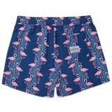 Party Pants Party Starter Swim Shorts Flamingles Navy Blue front