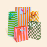 Ohh Deer Pale Blue Checkerboard Small Gift Bag front view