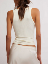 Free People Women's Clean Slate Seamless Tank in Ecru detail view