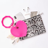 O-Venture Bamboo Silicon Big O Key Ring in Tickled Pink detail view