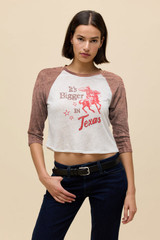 Daydreamer Women's It's Bigger Texas Raglan Tee flat lay