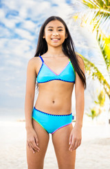 Limeapple Girls' Rani Embroidered Bikini in turquoise