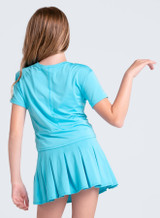Lucky in Love Girls' Peek a Boo Short Sleeve Top in Turquoise