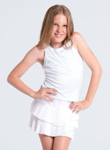 Lucky in Love Girls' Ripple Tier Skirt in White