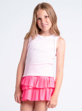 Lucky in Love Girls' Ripple Tier Skirt in Pink side view