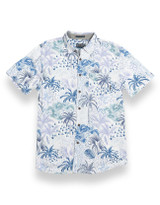 Baja Llama Nighthawk Button Up Shirt in White Hot Tropics front view