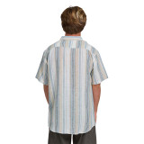 The Billabong Men's All Day Stripe Short Sleeve Shirt in Blue and White