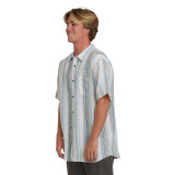 Billabong Men's All Day Stripe Short Sleeve Shirt Blue and White back view