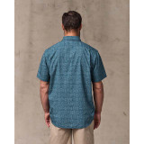Filson Men's Washed Feather Cloth Short Sleeve Shirt in Blue front view