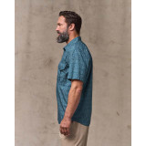 Filson Men's Washed Feather Cloth Short Sleeve Shirt in Blue side detail
