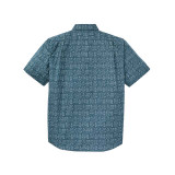 Filson Men's Washed Feather Cloth Short Sleeve Shirt in Blue back view