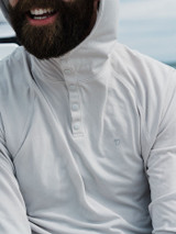 Duck Camp Men's DC Bug Screen First Layer Hoodie in Silver King sleeve detail