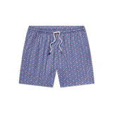 Southern Marsh Men's Beach Vibes Harbor Lined Trunk in Purple Surfboards flat lay