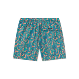 Southern Marsh Men's Hibiscus Harbor Swim Trunk Teal Tropical front
