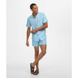 Southern Shirt Men's Clubhouse Seersucker Baja Shirt in Coastal Blue front view