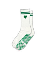 ZOĪ Heart Crew Grip Socks in Green/White